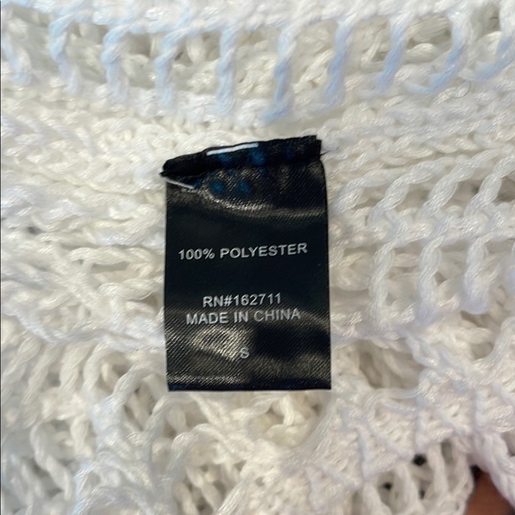 White Crew Neck Sweater with Open-Weave Design - Picture 5 of 6